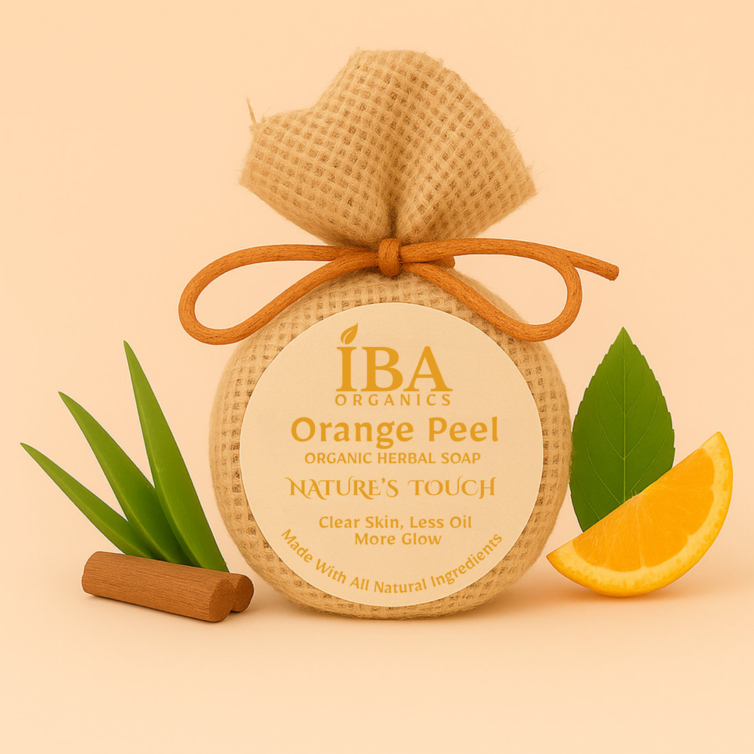 Orange Peel Glow Soap - IBA Organics 4K HD Product Photo 1
