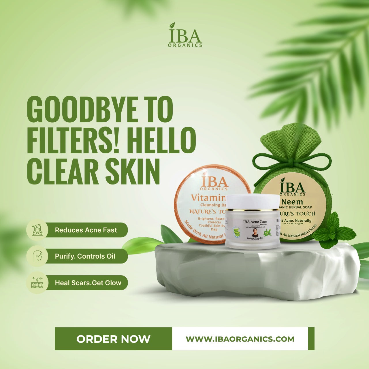 Acne Solution Combo – Anti-Acne Cream, Vitamin C Bar & Neem Soap for Clear, Spot-Free Skin